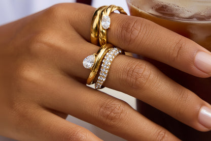 Classic Wave Stacked Diamond Bands-3 Variants