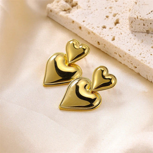 Double Heart SS Earings