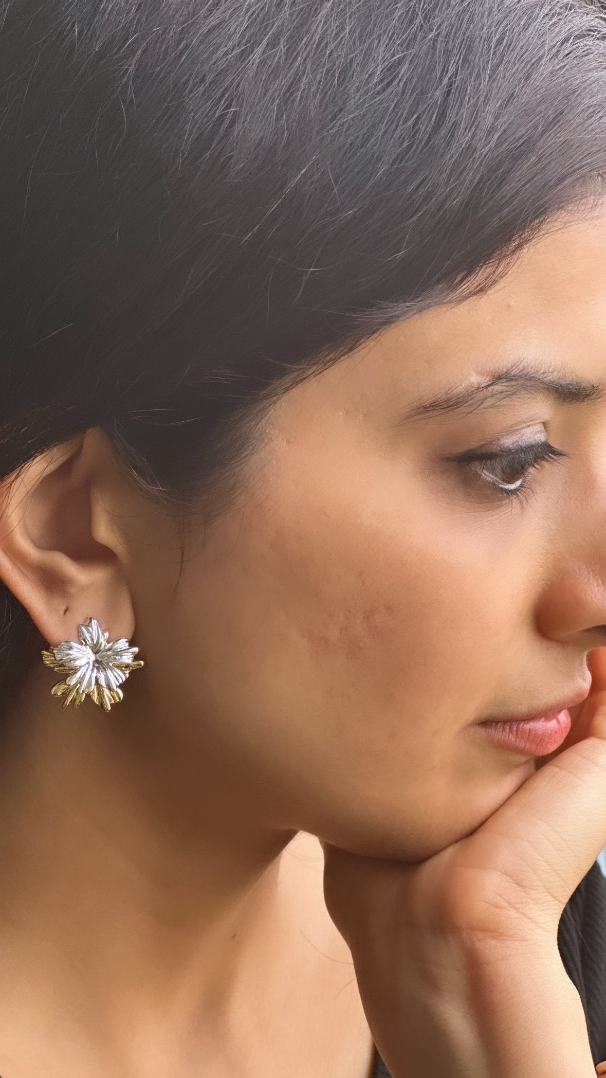 Dual Flower F&B 2in 1 Earrings