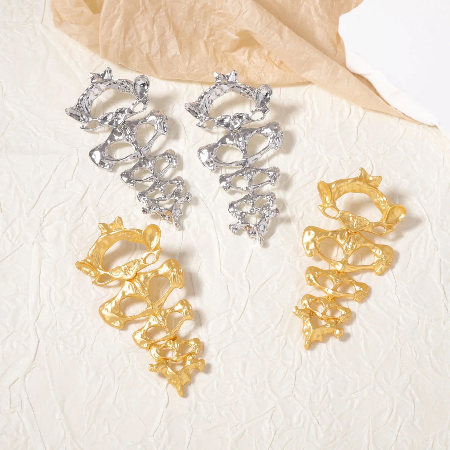 Elegant Vertebrae Earrings-Gold & Silver