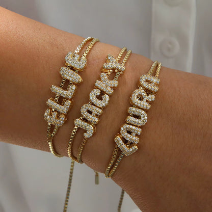 Studded Initial Slider Bracelet-Customised