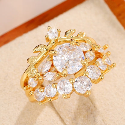 Regal Bloom 2 Pc Gold Stacking Rings