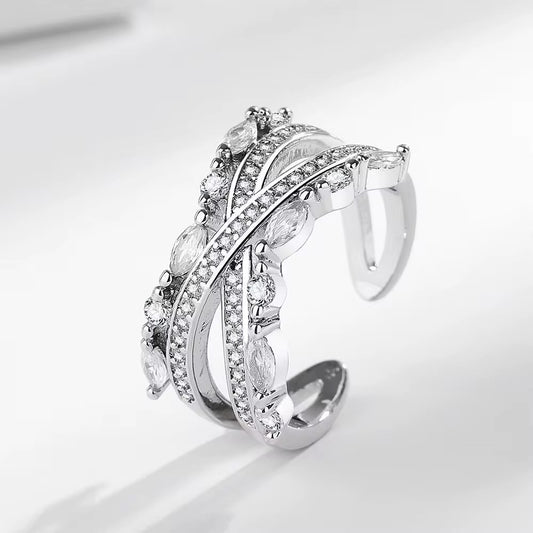 Cross Studded Ring-Silver
