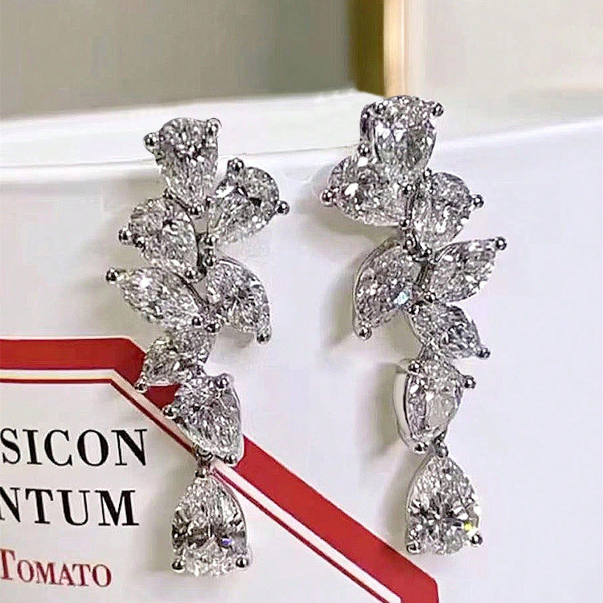 Glam Cascading Teardrop Earrings-Silver