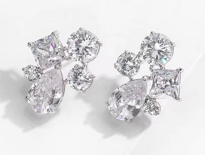 5 Solitaire Stud Earrings- Silver