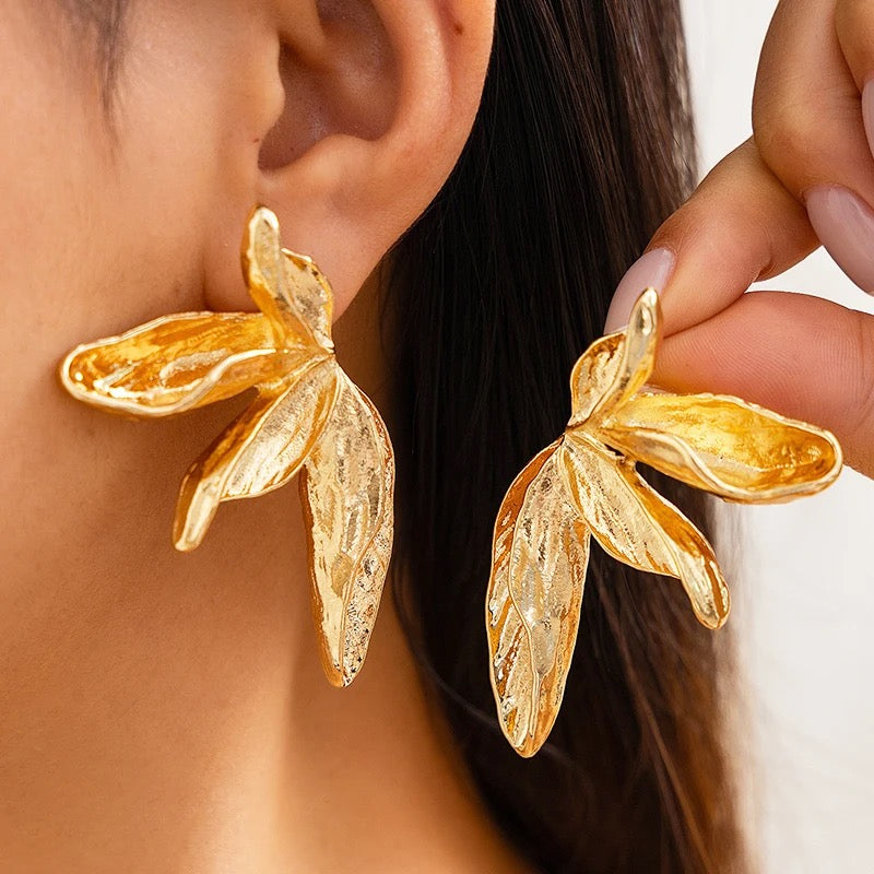 3D Large Wild Flower Earrings-Gold & Silver