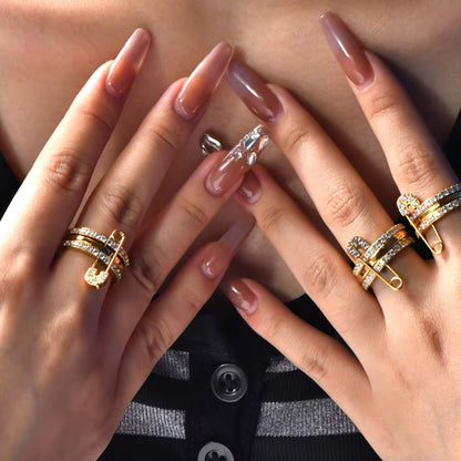 Triple Safety Lock Ring-Gold