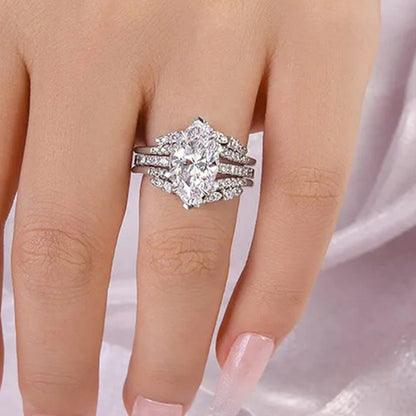 Marquise Cut Double Band-Silver
