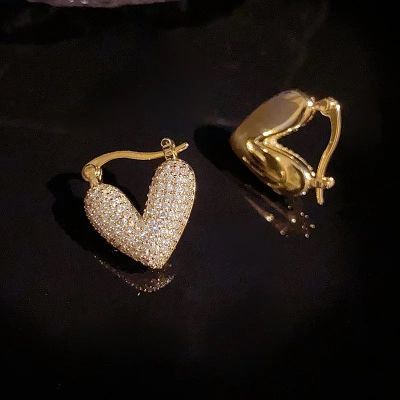 Studded Heart Bali Earrings