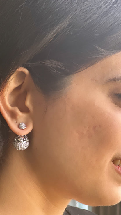 Studded Sandwich Earrings-Gold and Silver