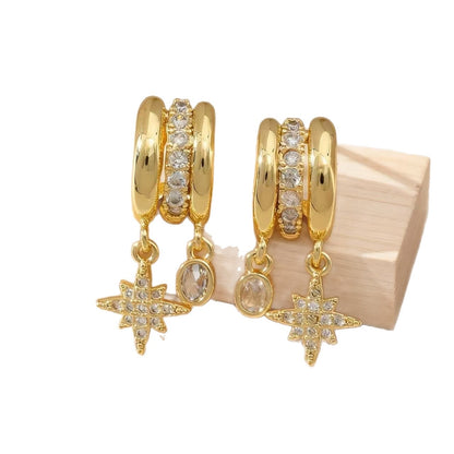 Celestial Star Drop Tiny Hoop Studs