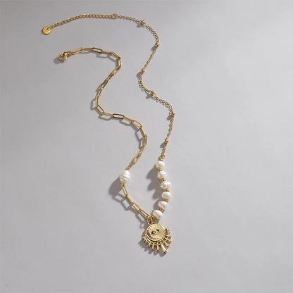 Evil Eye Fresh Water Pearl Necklace