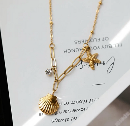 Petite Shell Stone Charm Necklace