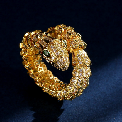 Chunky Snake Studded Ring-Gold