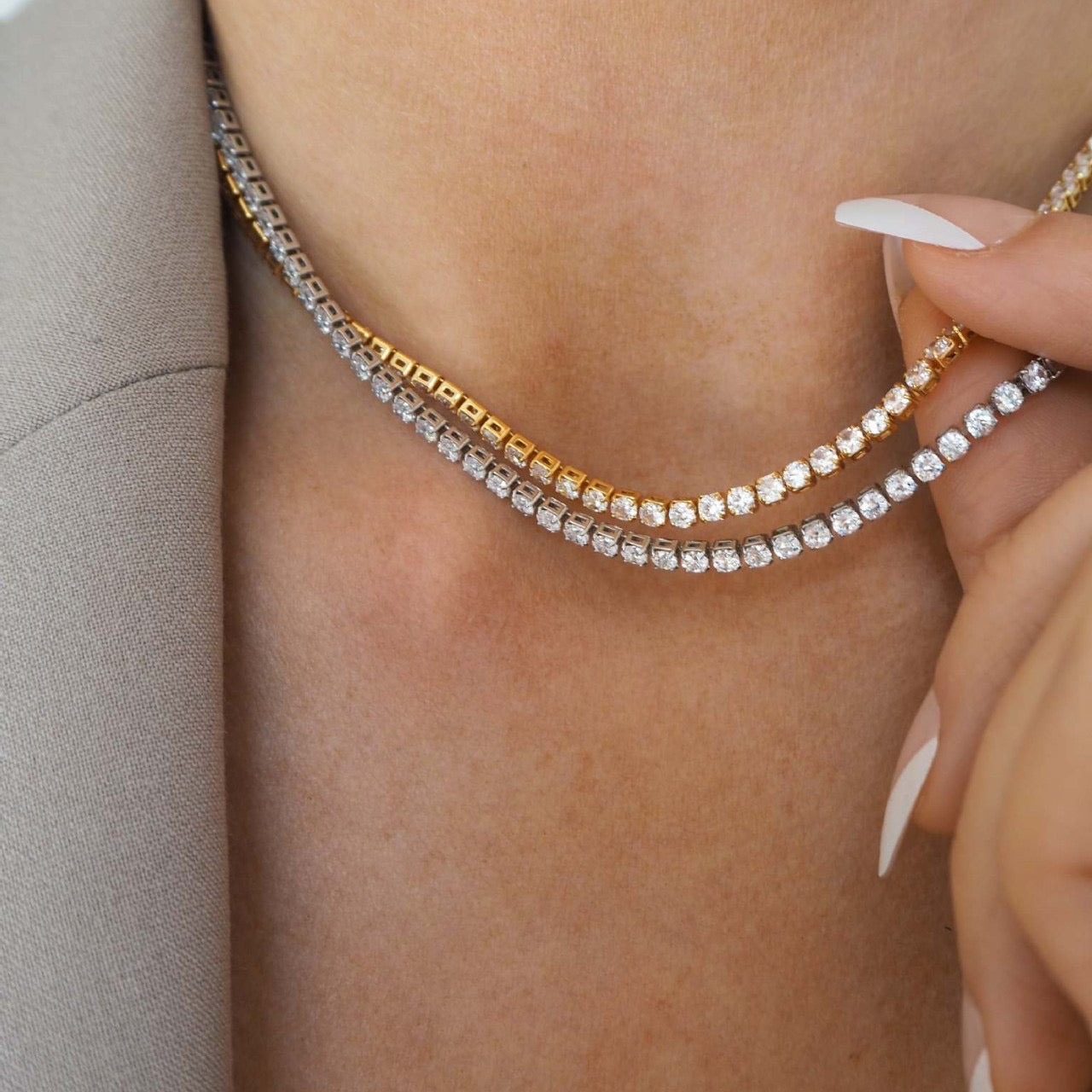 Petite Tennis Necklace - Gold & Silver Options