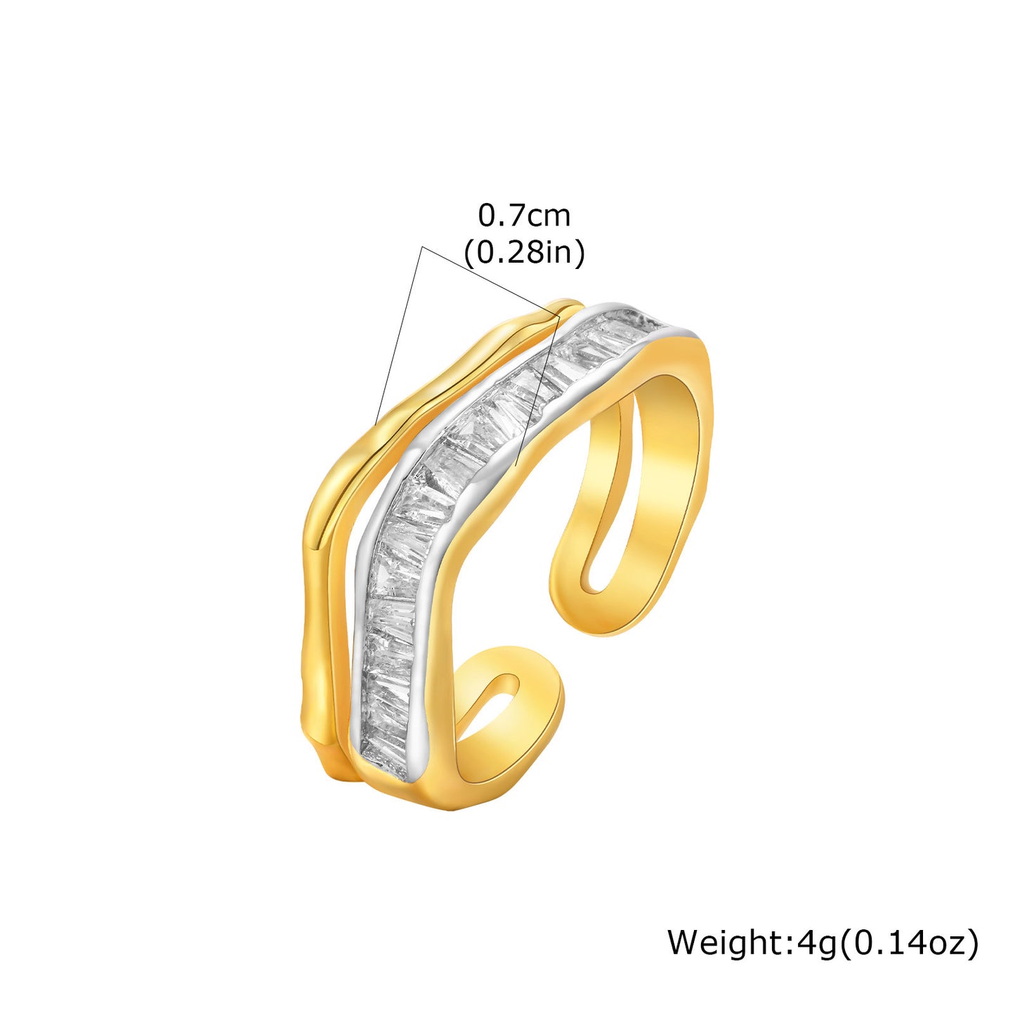 Layered Wave Ring-Gold
