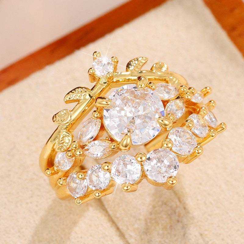 Regal Bloom 2 Pc Gold Stacking Rings