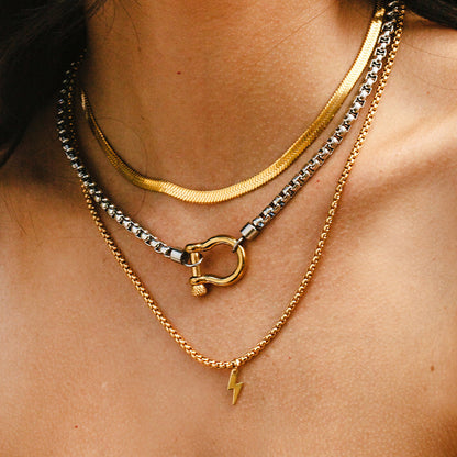 Horse Shoe Buckle 2 Toned Necklace