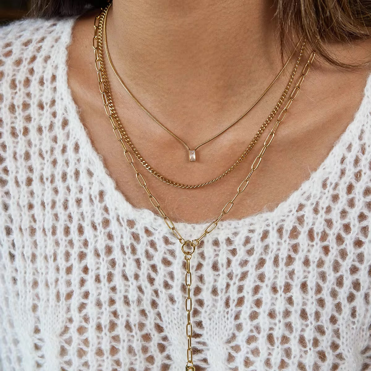 3 Layer SS Chain Necklace