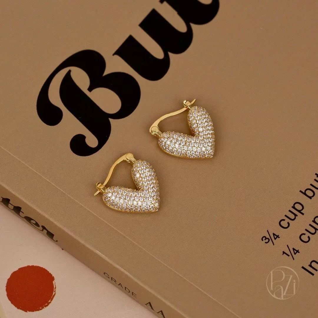 Studded Heart Bali Earrings