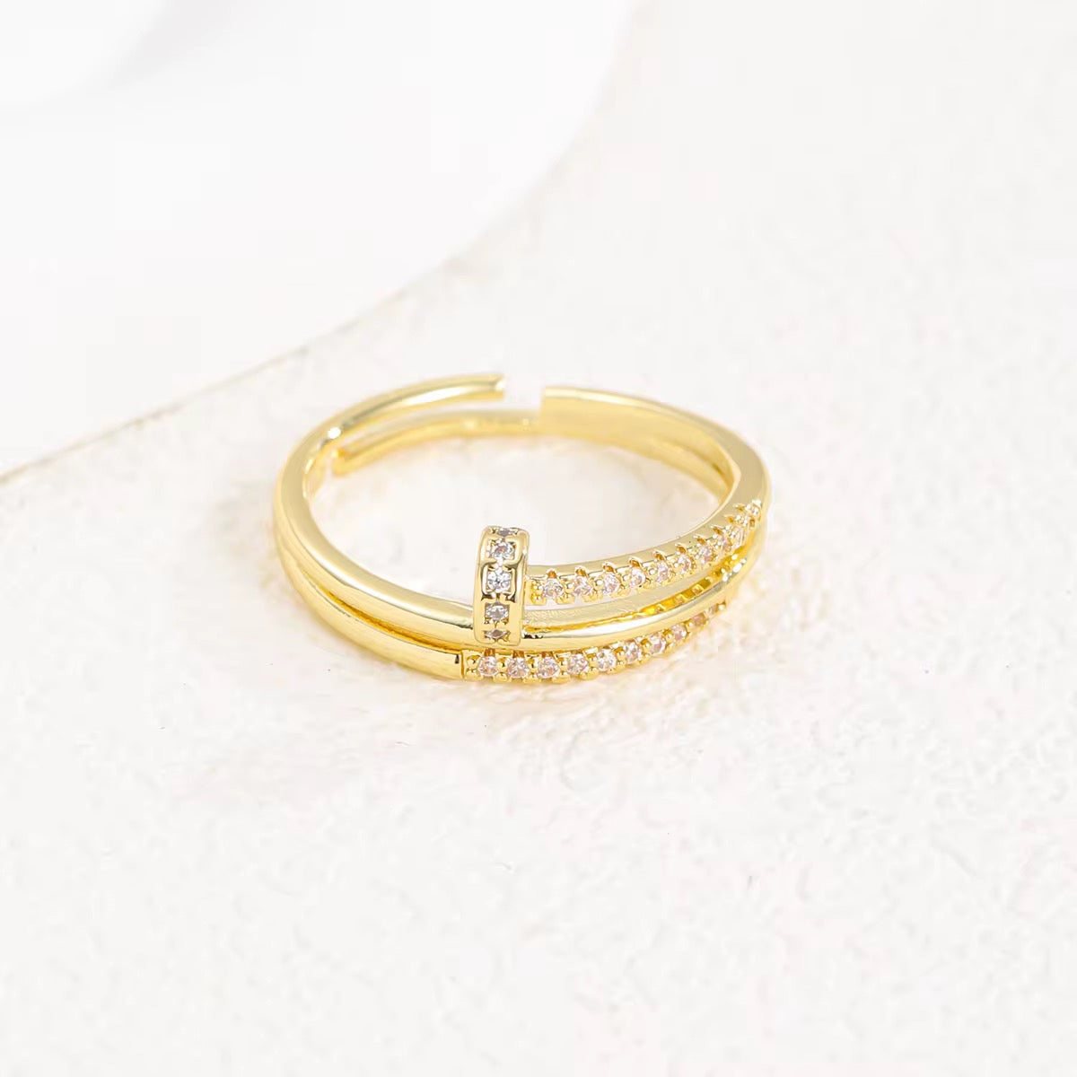 Layered Nail Ring-Gold