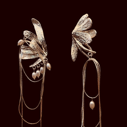 Pearl hanging Floral XL Earrings