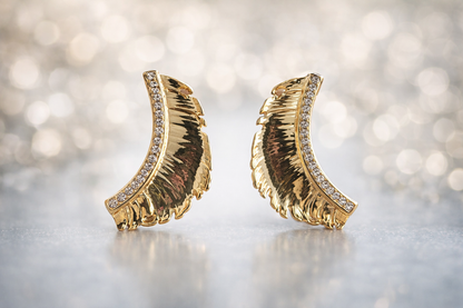 Studded Feather Earrings-Gold