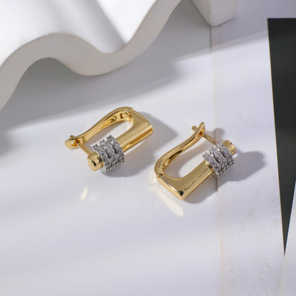Luxe Bar Squre Stud Earrings-Gold
