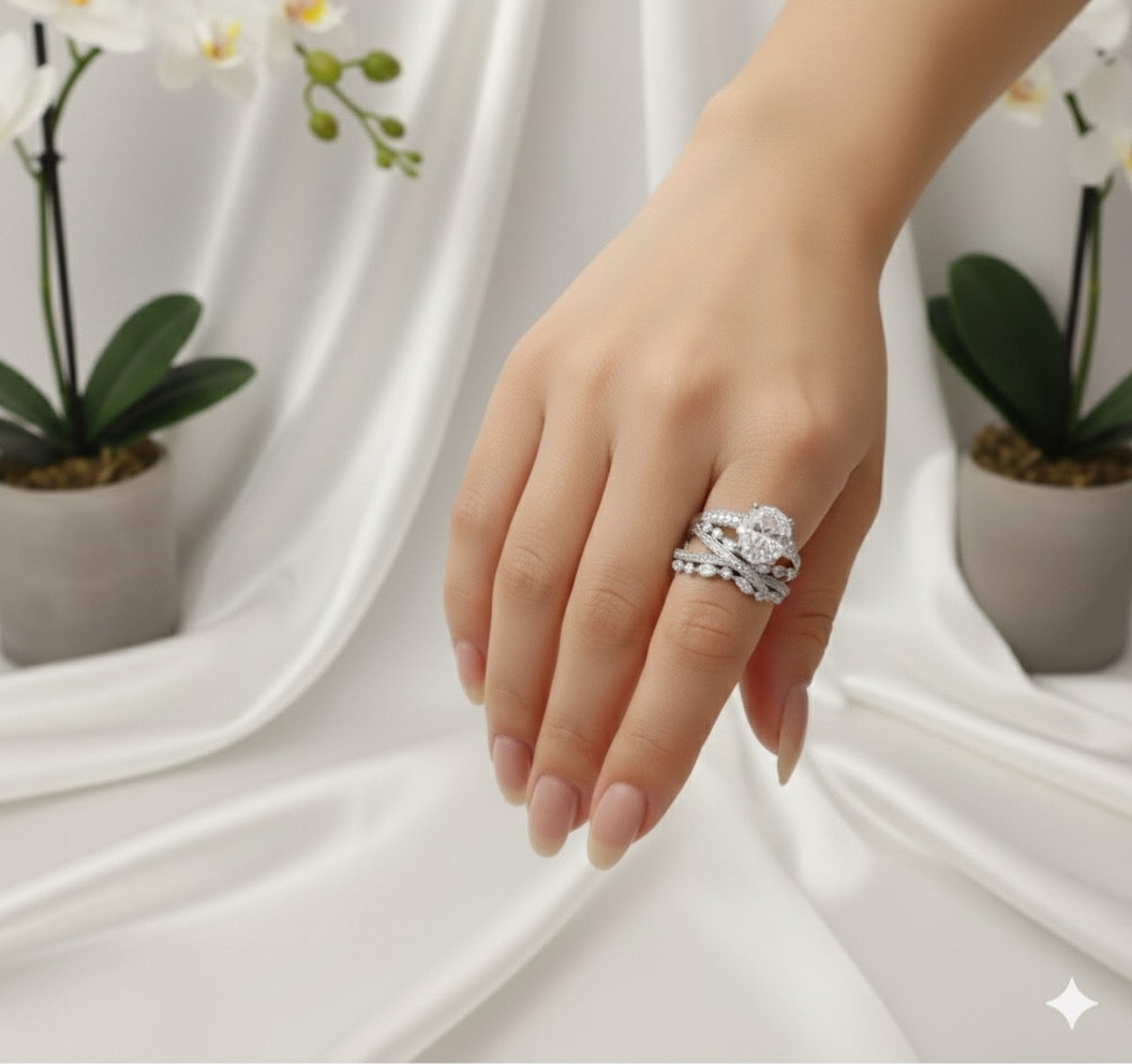 Cross Studded Ring-Silver