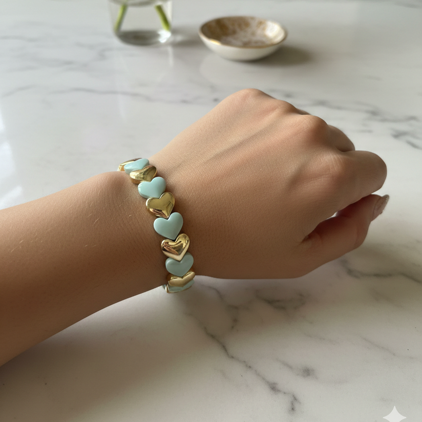Golden Heart Colorful Stretchy Bracelets-4 Colors