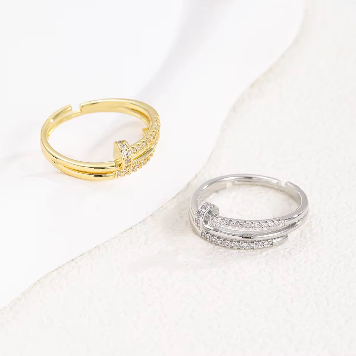 Layered Nail Ring-Gold