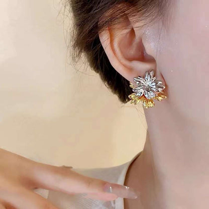 Dual Flower F&B 2in 1 Earrings