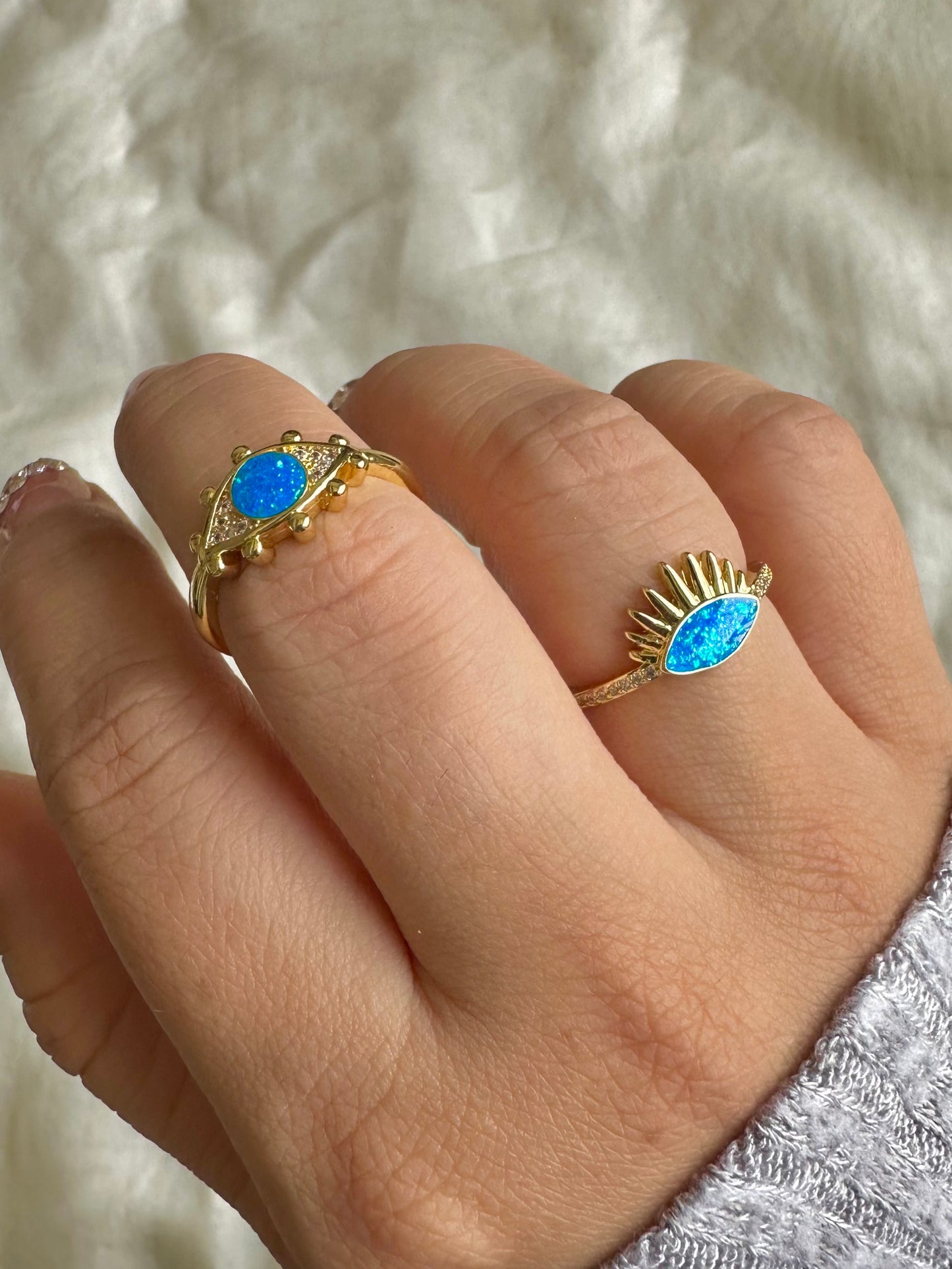 Turquoise Evil Eye Rings-2 Designs