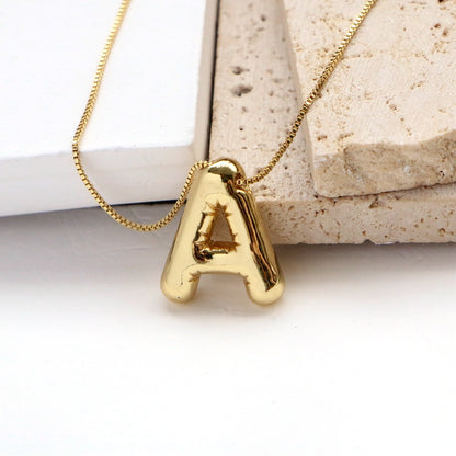 Solid Gold Big Balloon Alphabets Necklace