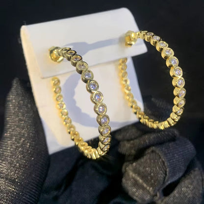 Eternity Studded Medium Gold Hoops