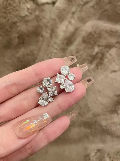 5 Solitaire Stud Earrings- Silver