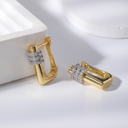 Luxe Bar Squre Stud Earrings-Gold