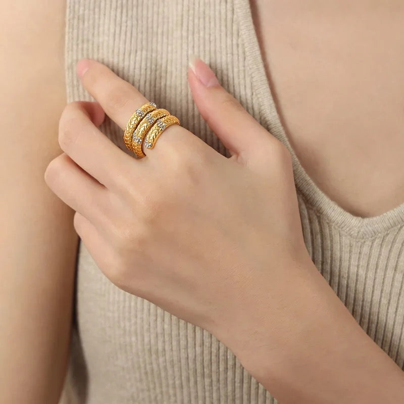 Studded Rope Statement Ring