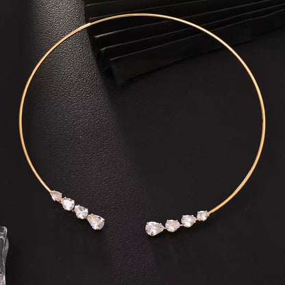 Four Solitaire Gold Choker Necklace