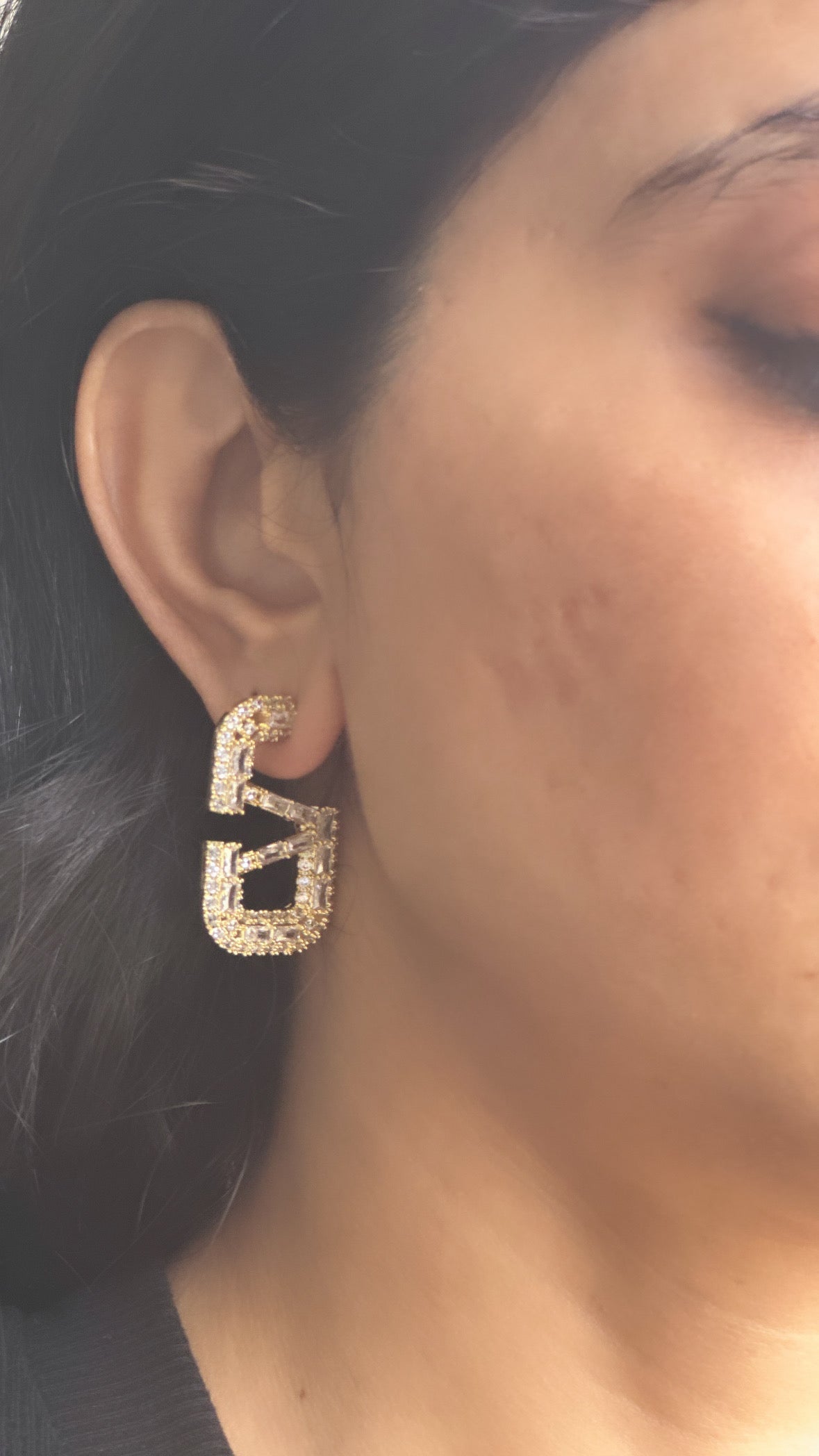 VD Studded Earrings-Gold and Silver