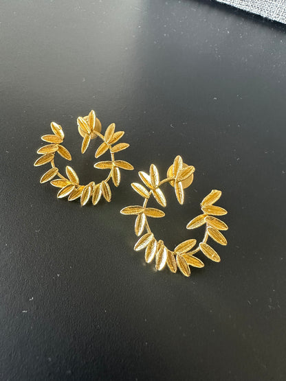 Brass Floral Wreathe Earrings