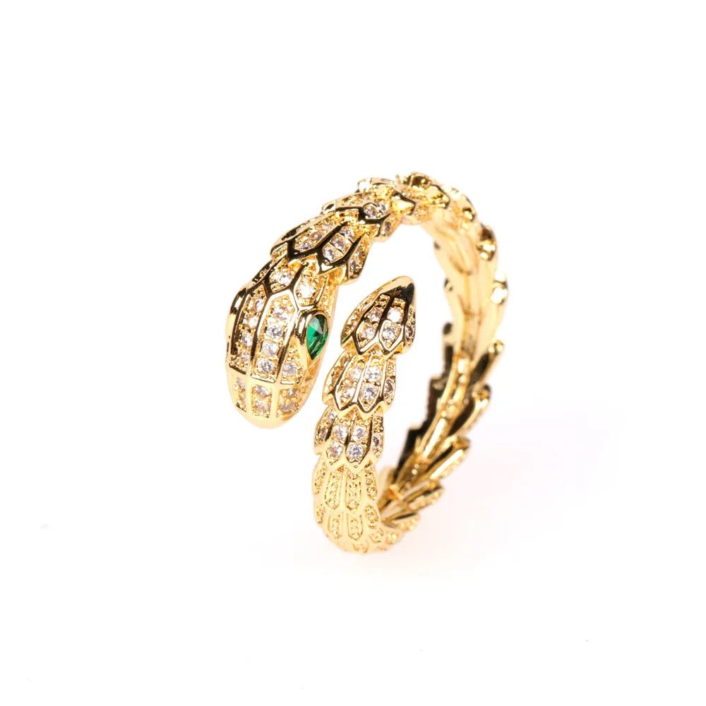 Chunky Snake Studded Ring-Gold
