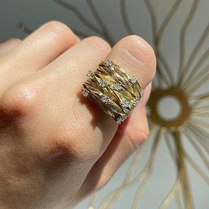 Wineyard Studded Statement Ring-Gold