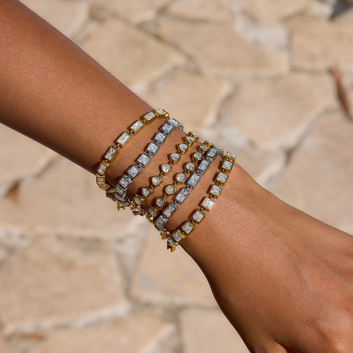 Sculpted Luxe SS Tennis Bracelet - Rectangle & Square Options