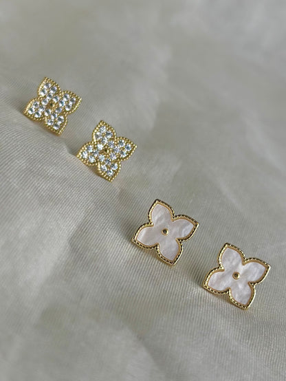 Flower & Clover Stud Earrings