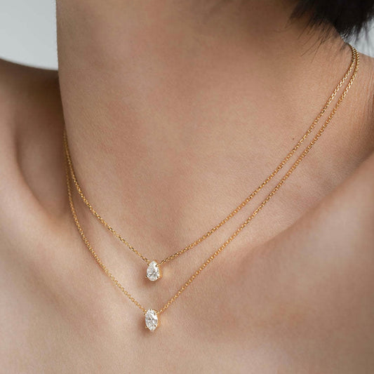 Double Layered Solitaire Gold Necklace
