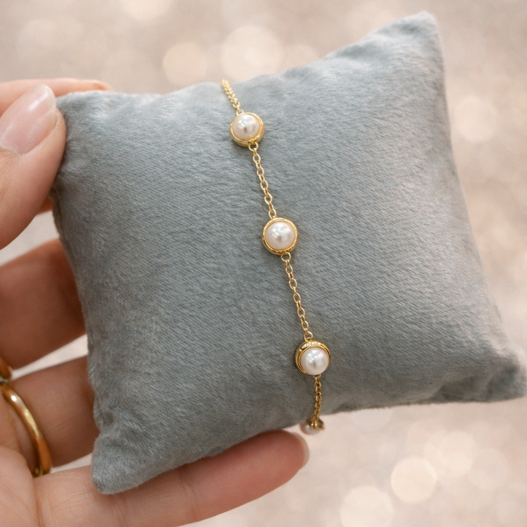 SS Heart Pearl Bracelet- 3 options
