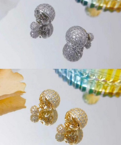 Studded Sandwich Earrings-Gold and Silver