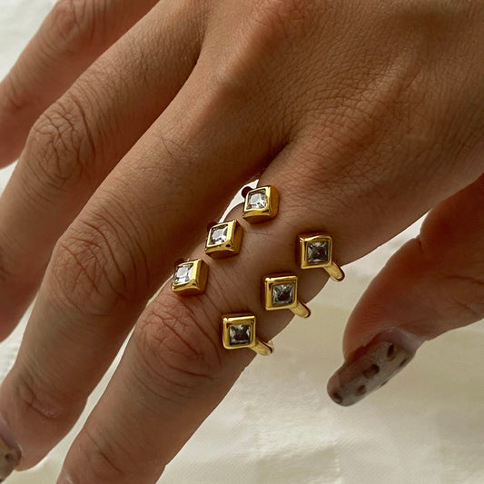 Triple Band Stone Ring