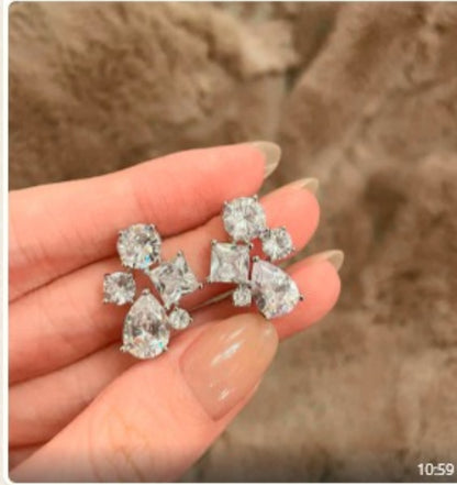 5 Solitaire Stud Earrings- Silver